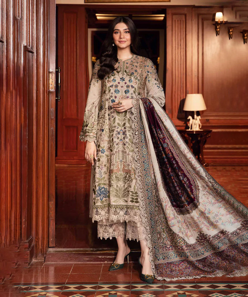 3PC - Maria B Lawn Embroidered Shirt With Digital Printed Monark Duppata A669
